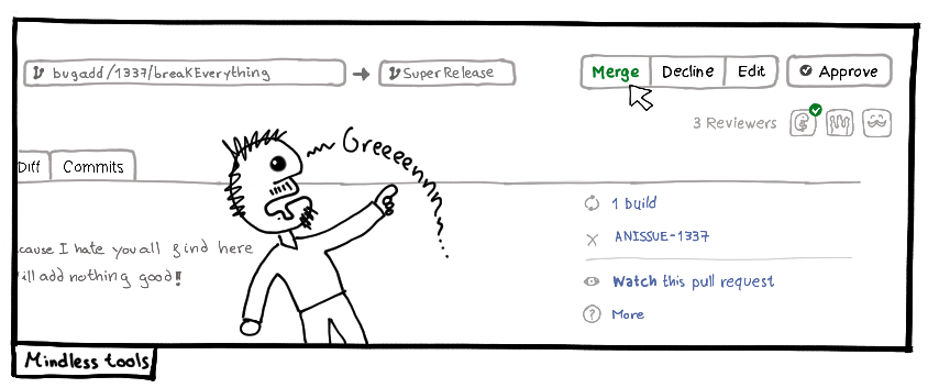 a green merge button